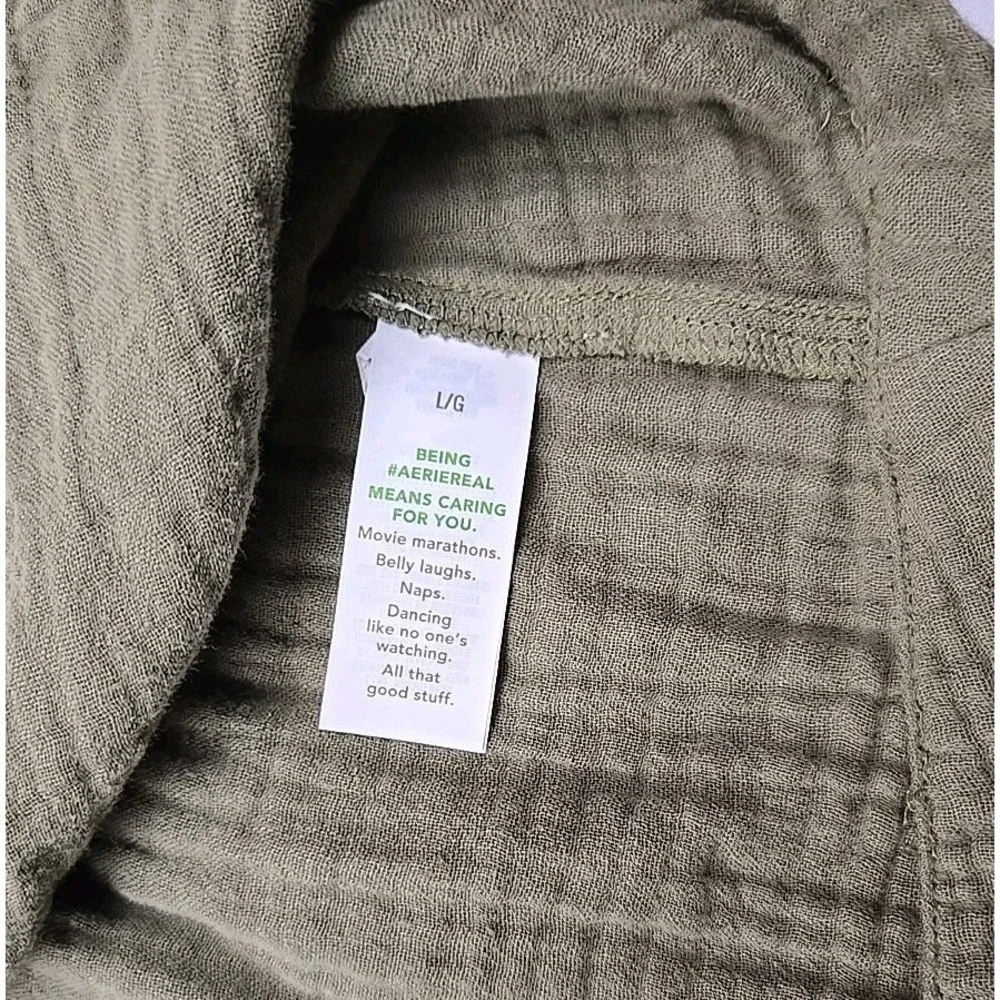 Aerie NEW Crochet Halter Top Gauze Olive Green LARGE Cottagecore Feminine Dress - Picture 9 of 12